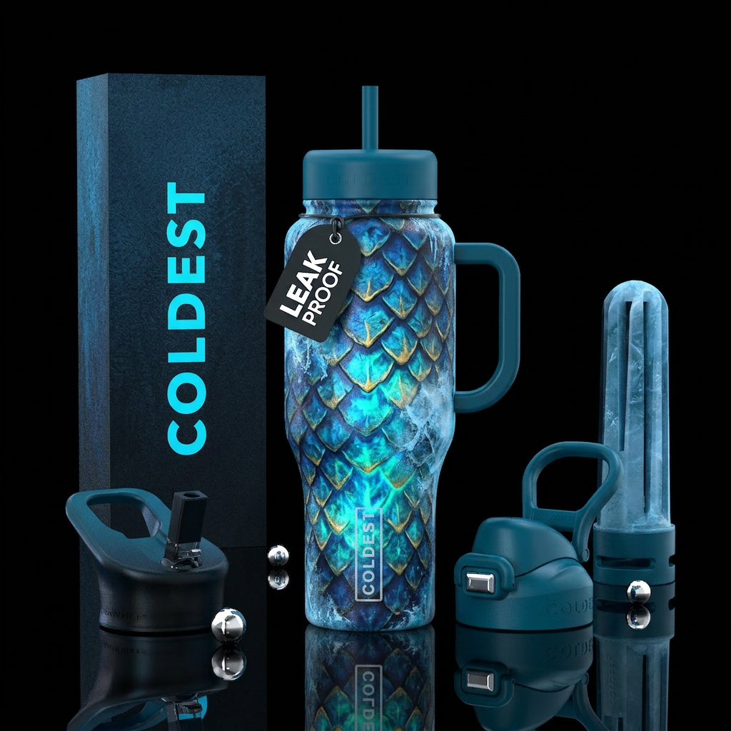 Glowy ice dragon egg water bottle design
