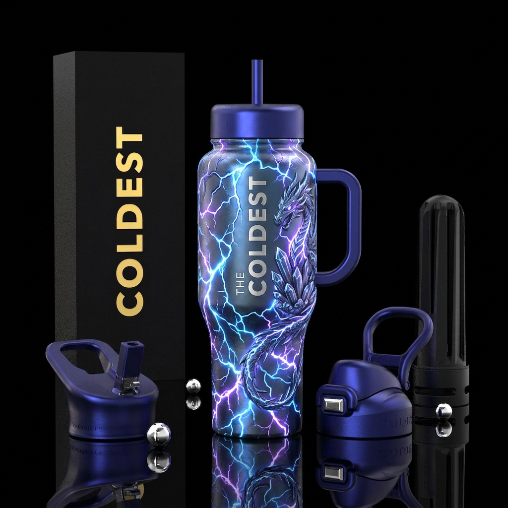 Glowy electricity dragon egg water bottle design