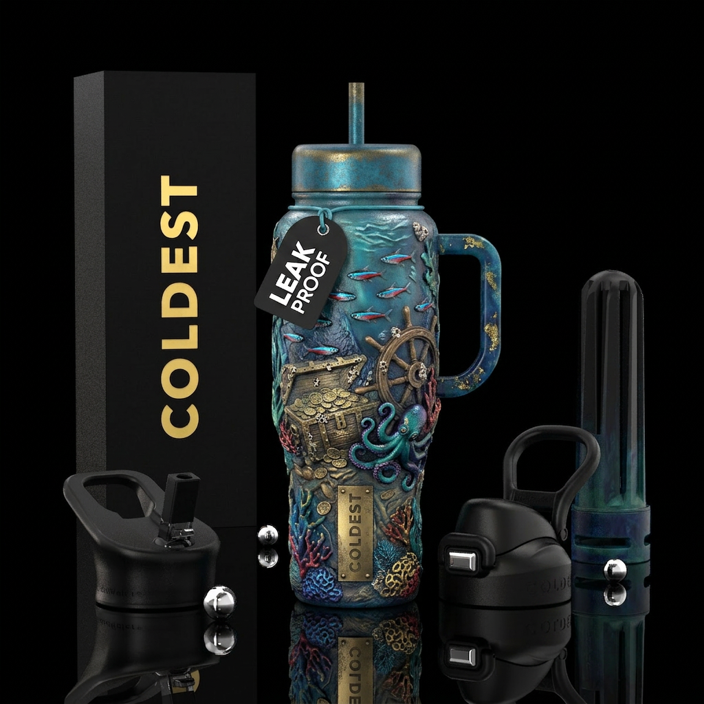 Davey Jones locker in the sea water bottle design