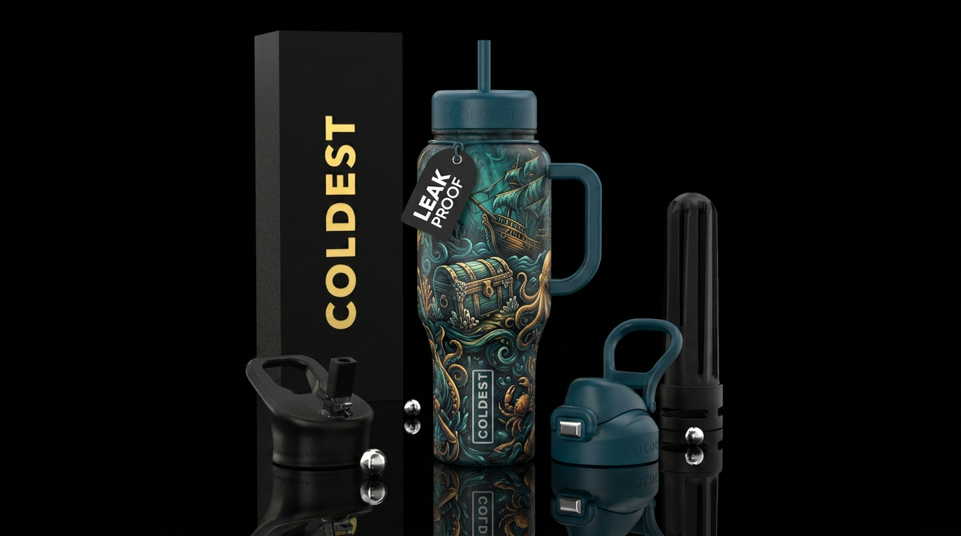 Davey Jones locker in the sea water bottle design