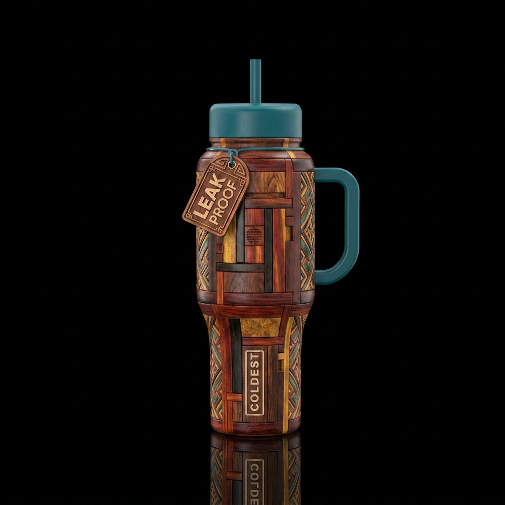 Tumbler is a wooden chinese puzzle box water bottle design