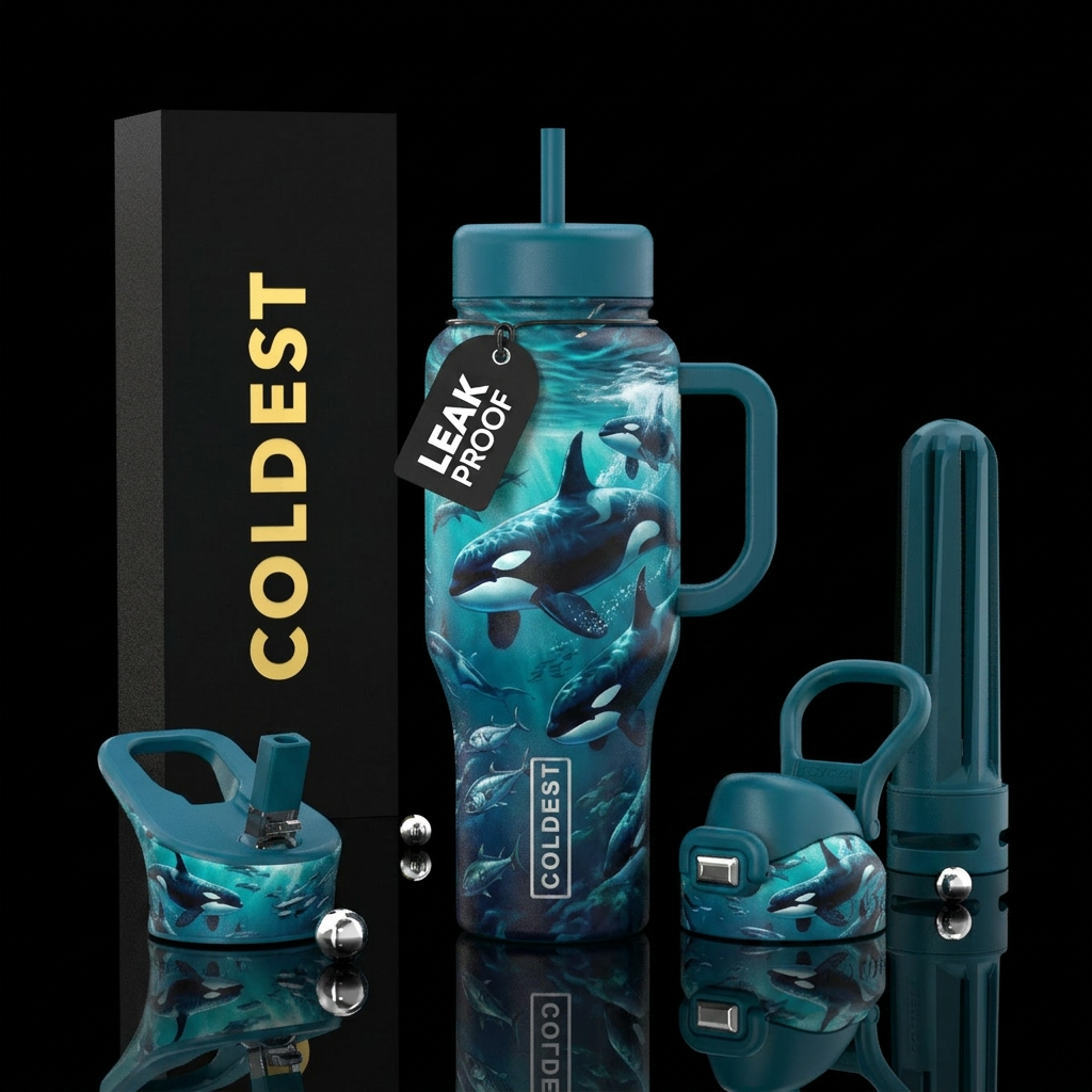 Orcas pack hunting water bottle design