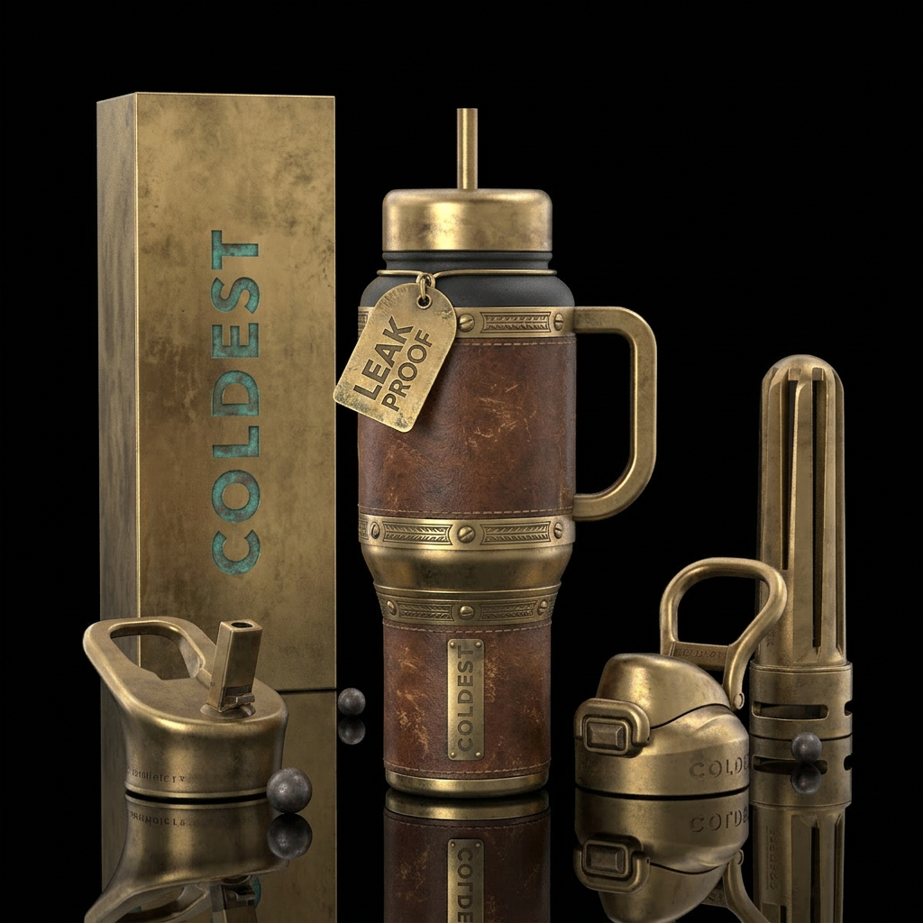 Tumbler looks like an antique nautical spyglass wi... water bottle design