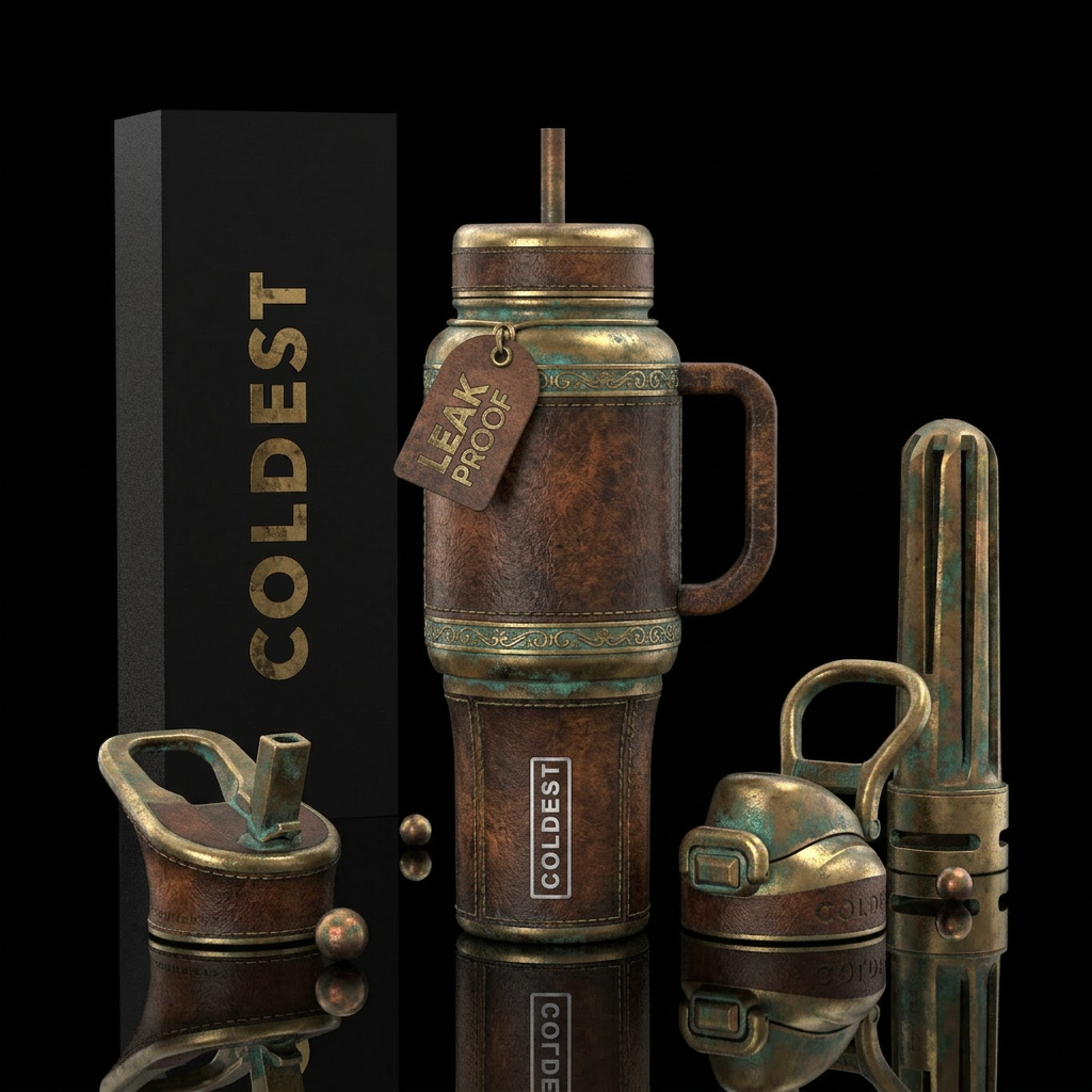 Tumbler looks like an antique nautical spyglass wi... water bottle design