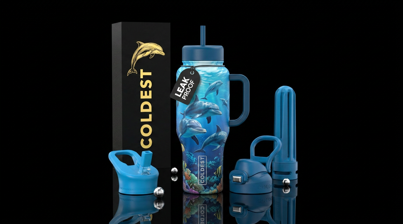 Pod of dolphins water bottle design