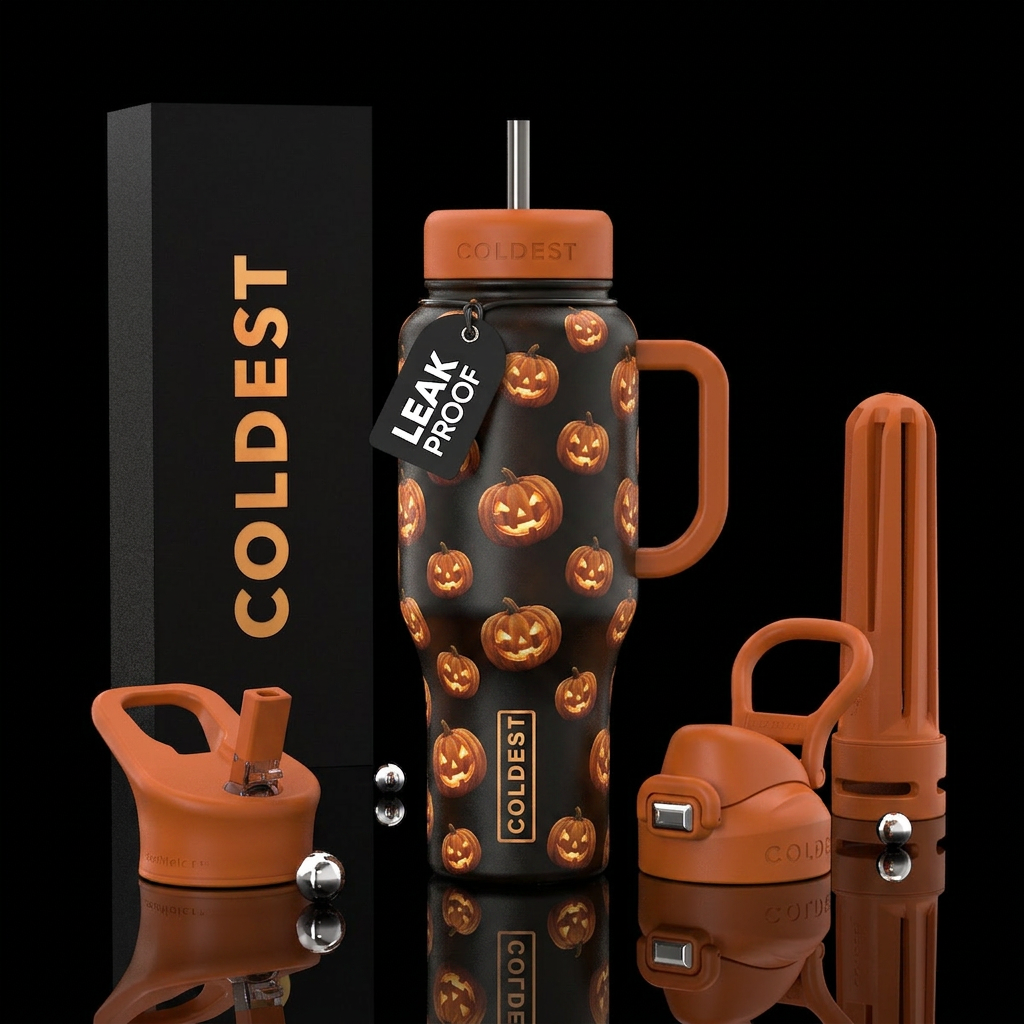 Glowy baby jackolanterns water bottle design