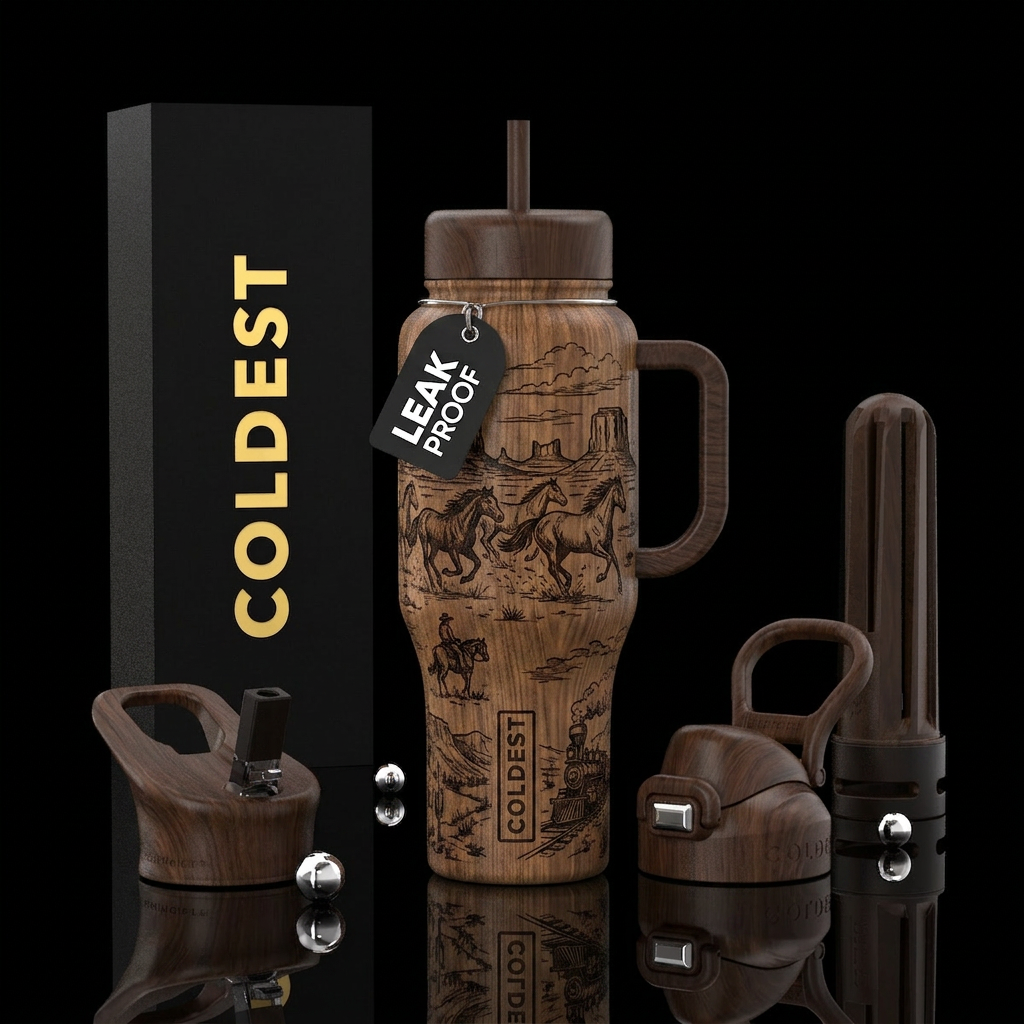 Textured  woodgrain tumbler with wood burned wild ... water bottle design