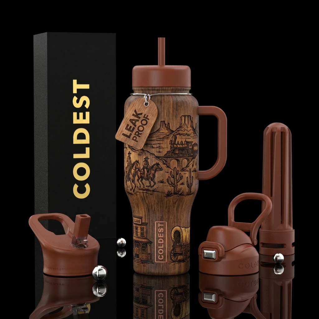 Textured  woodgrain tumbler with wood burned wild ... water bottle design