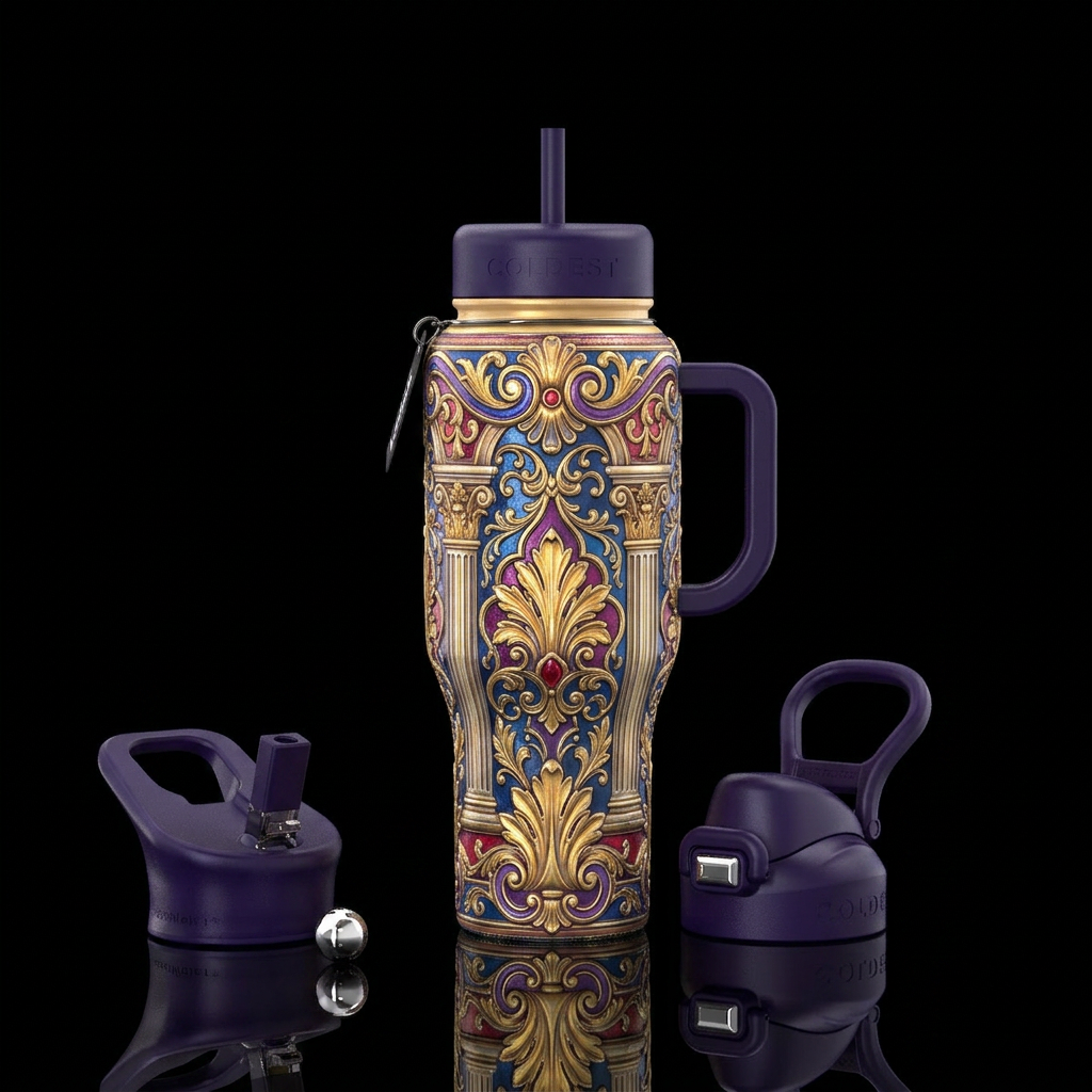 Tumbler is inspired by baroque architecture water bottle design