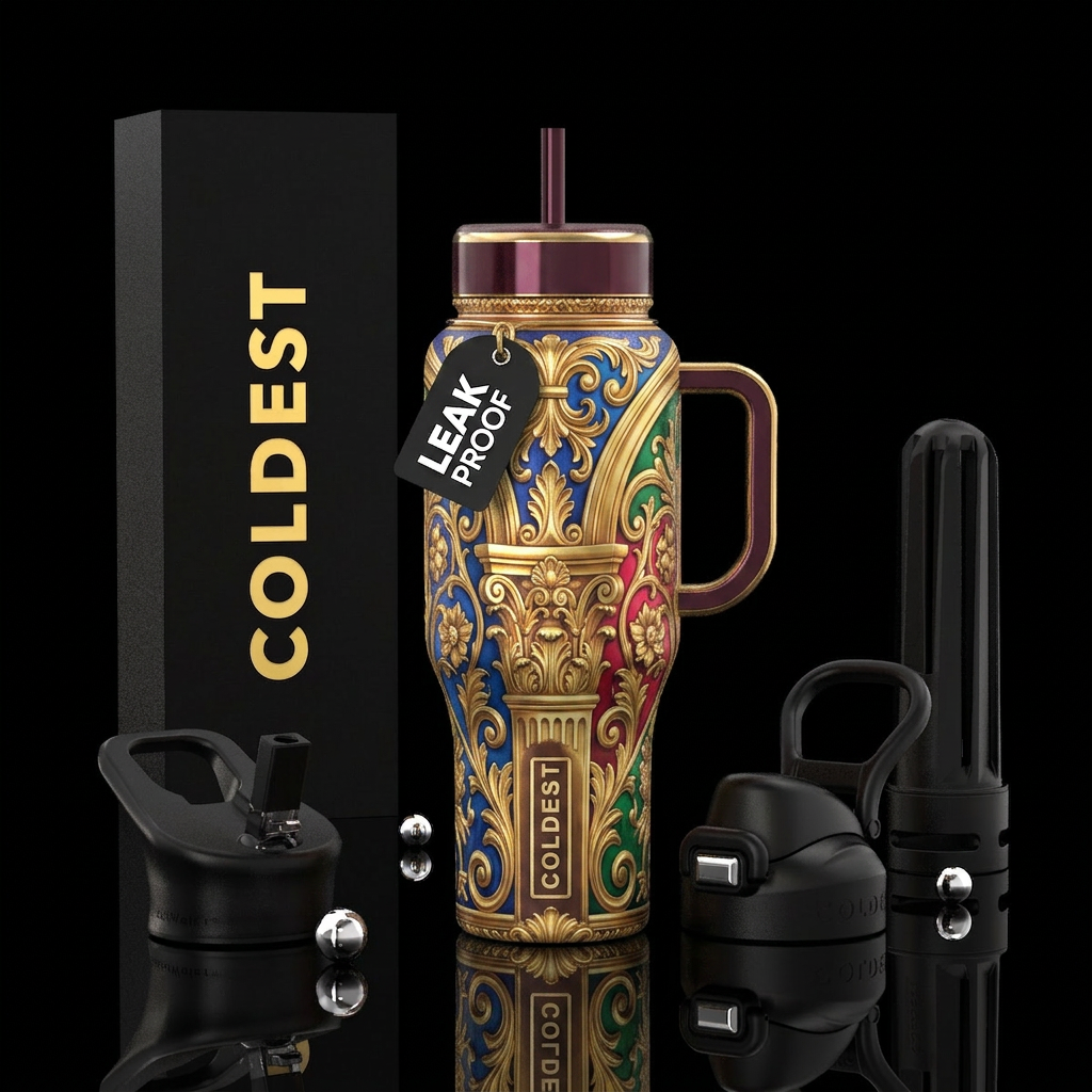 Tumbler is inspired by baroque architecture water bottle design
