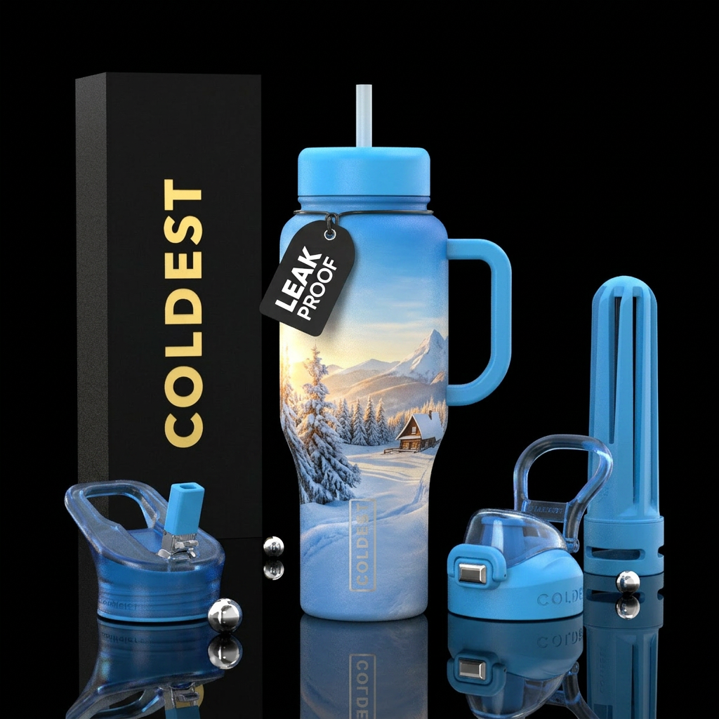 Tumbler resembles a perfect winter afternoon water bottle design