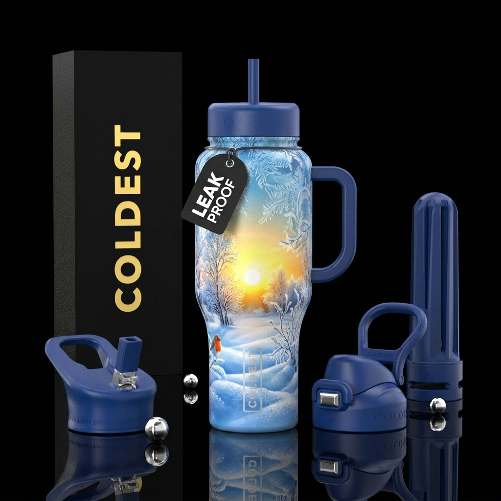 Tumbler resembles a perfect winter afternoon water bottle design