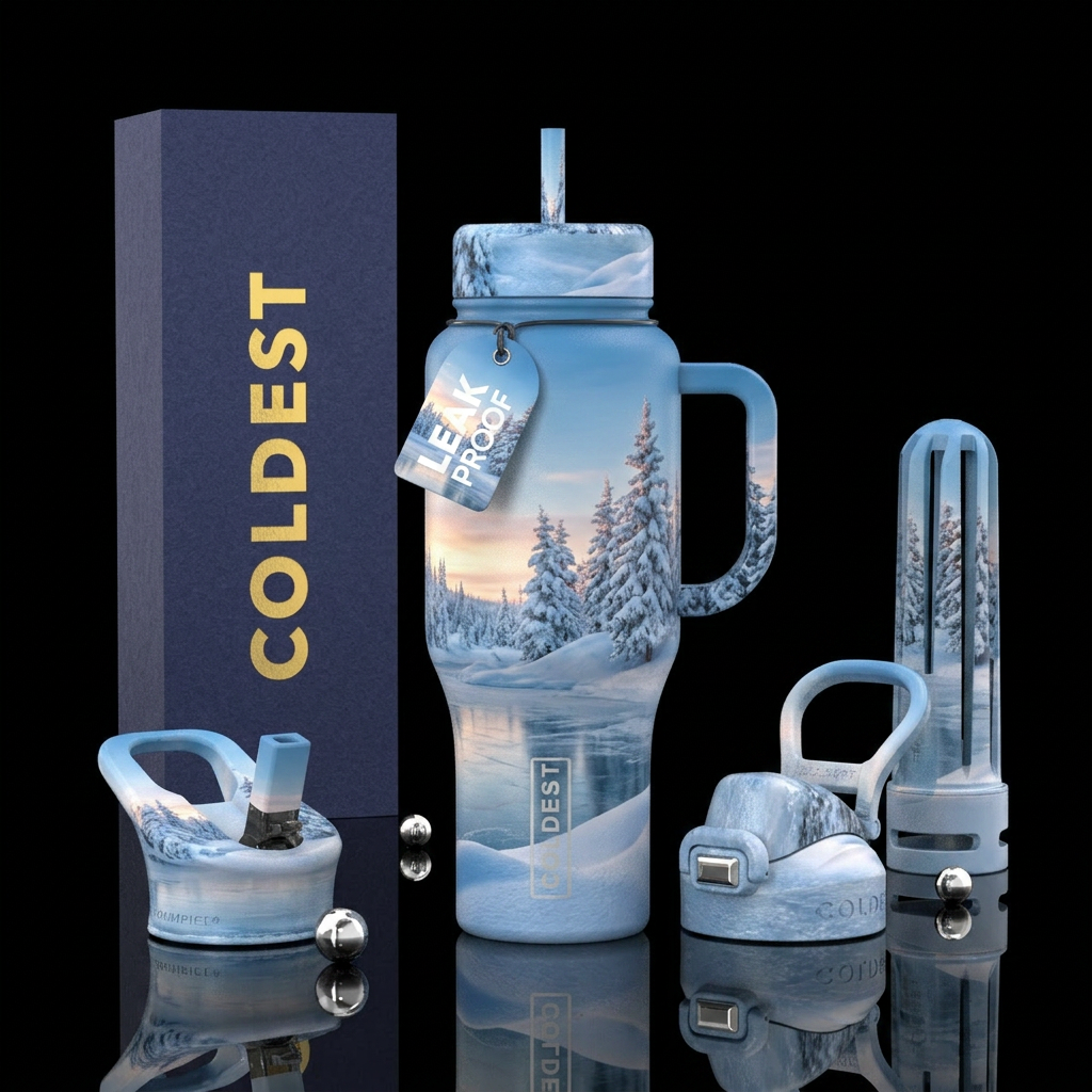 Tumbler resembles a perfect winter afternoon water bottle design