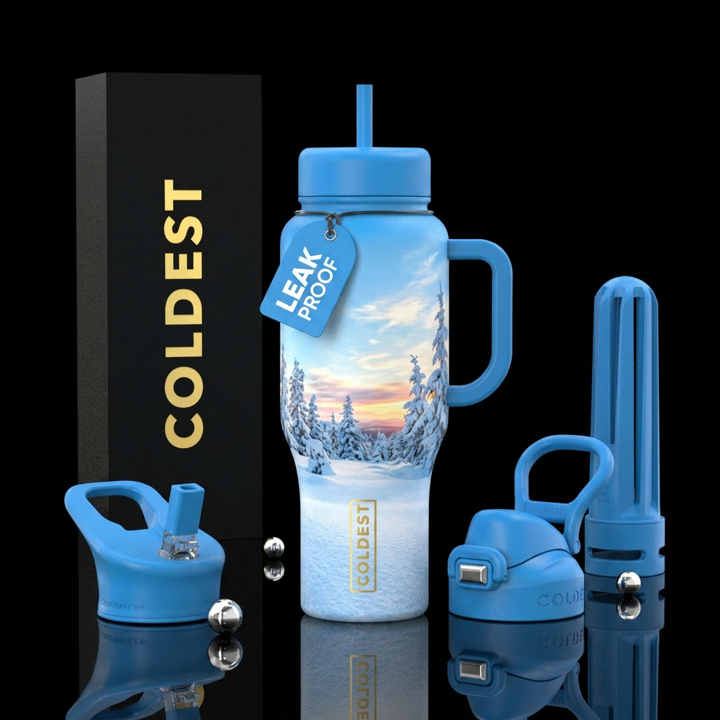 Tumbler resembles a perfect winter afternoon water bottle design