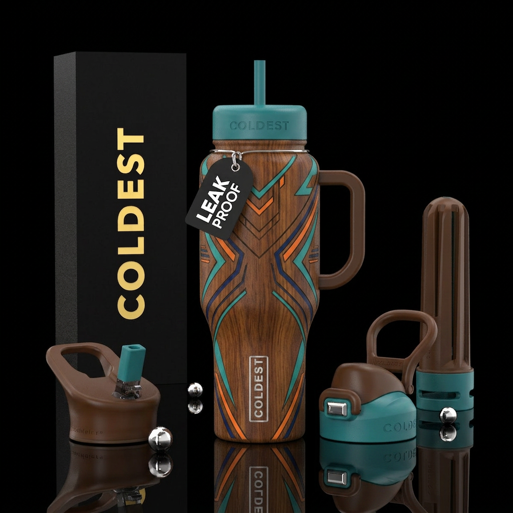 Tumbler is inspired by the teak and geometric patt... water bottle design