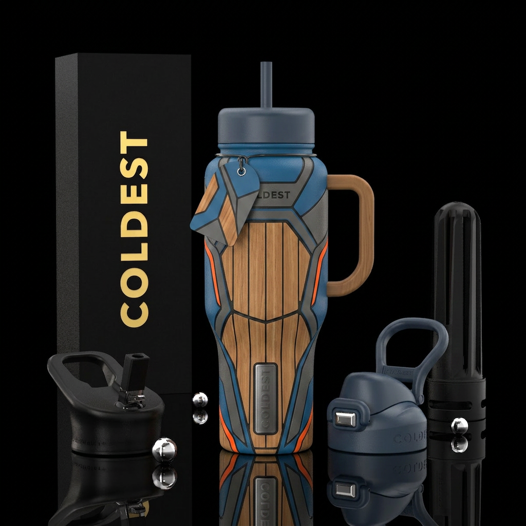 Tumbler is inspired by the teak and geometric patt... water bottle design