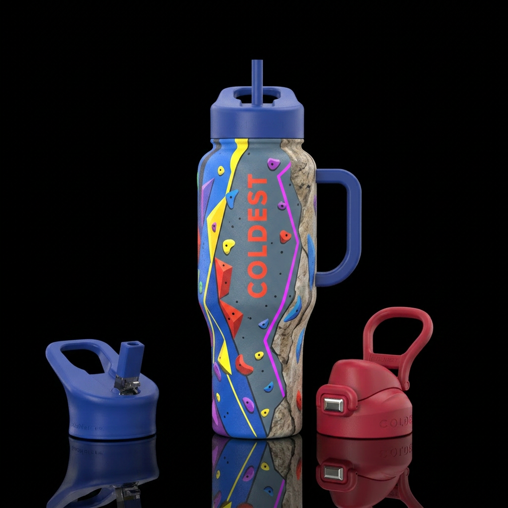 Tumbler is inspired by modern rock climbing water bottle design