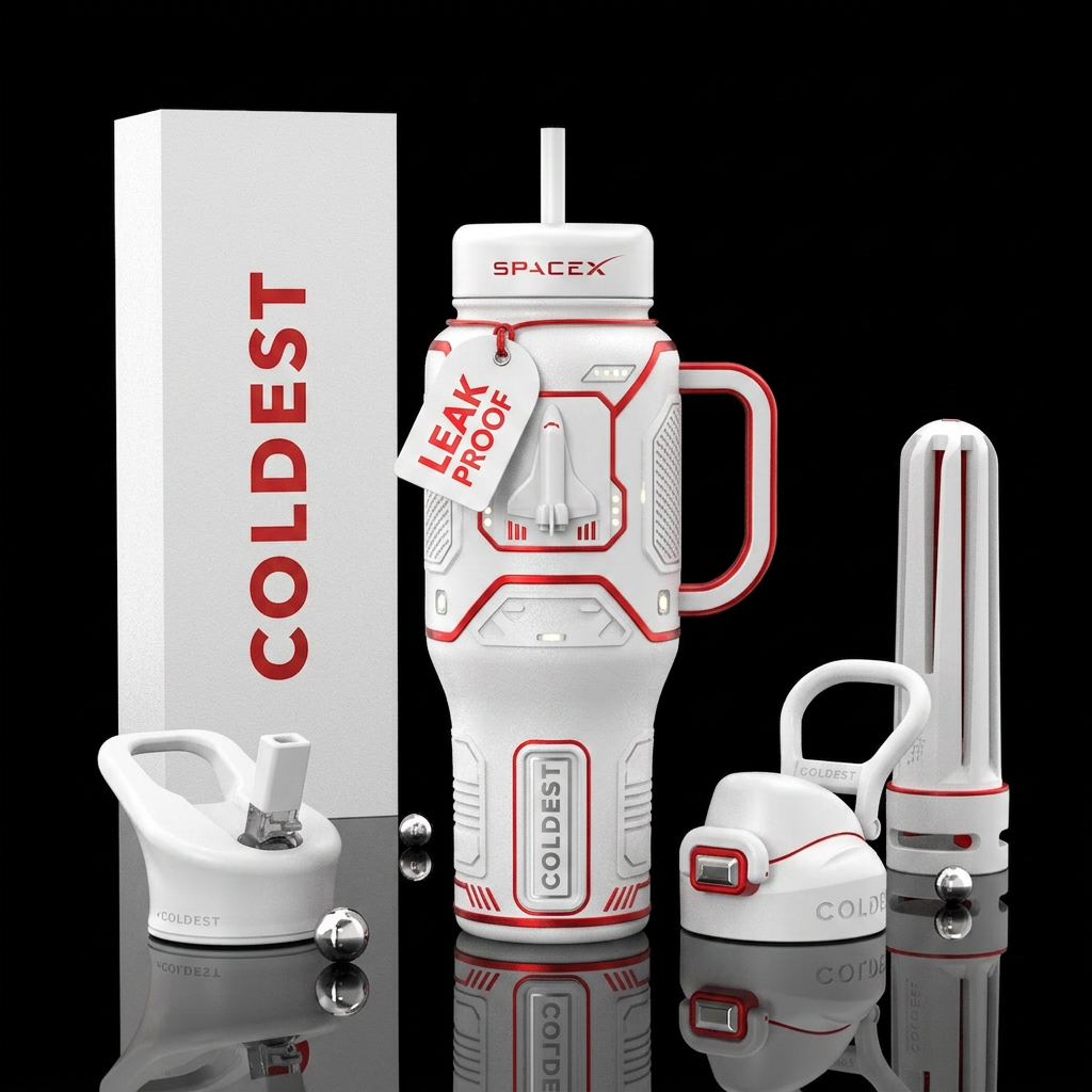 Tumbler is inspired by space x space suits water bottle design