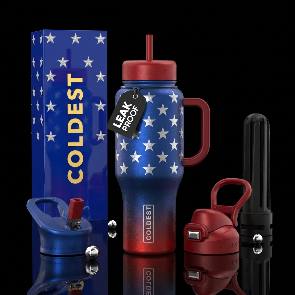 Tumbler is inspired by 4th of July celebrations water bottle design