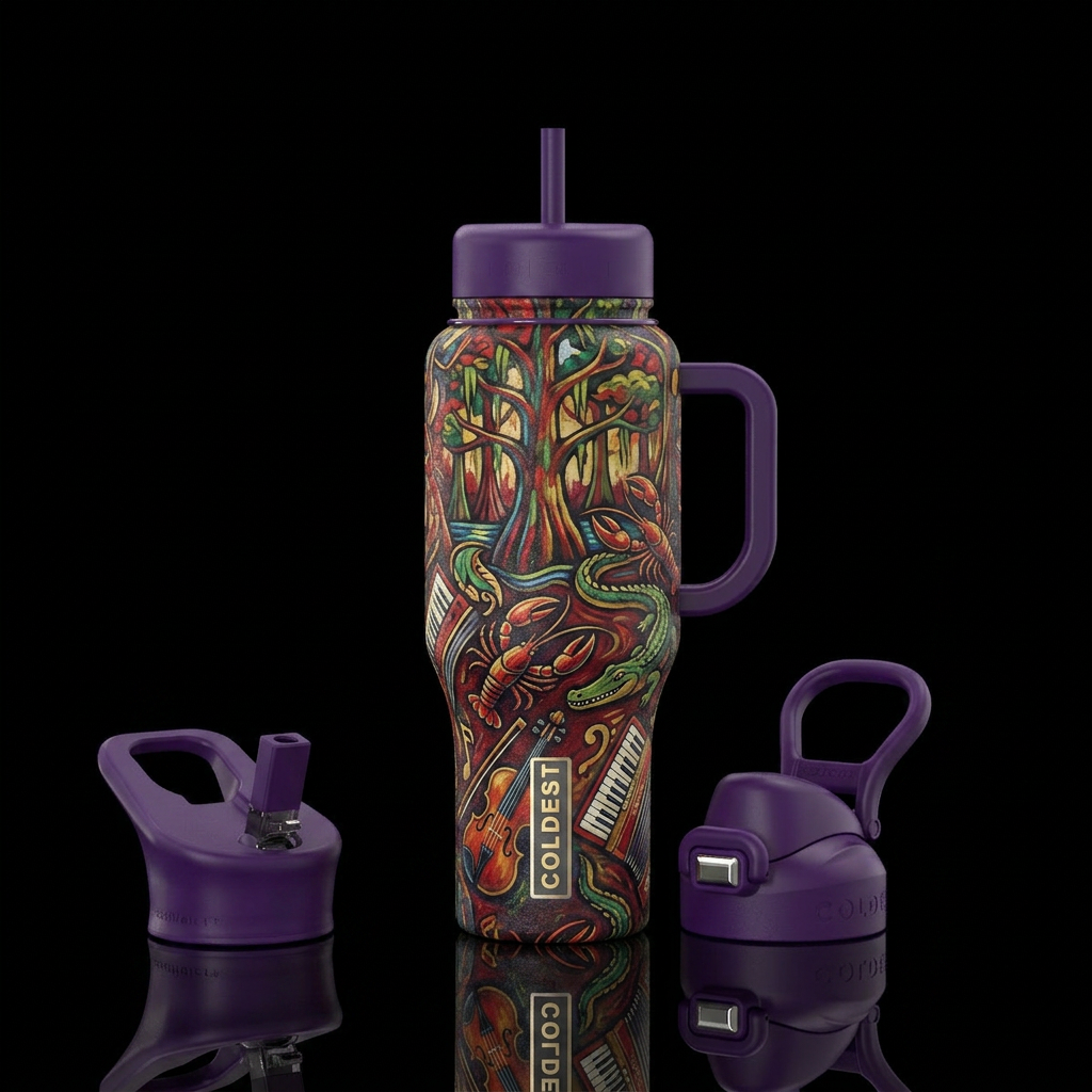 Tumbler is inspired by Cajun country water bottle design