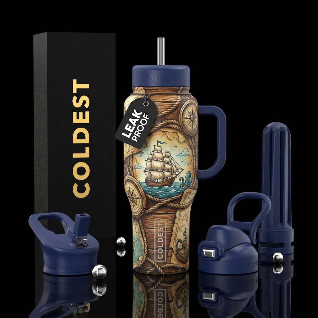 Tumbler is inspired by old sea shanties water bottle design