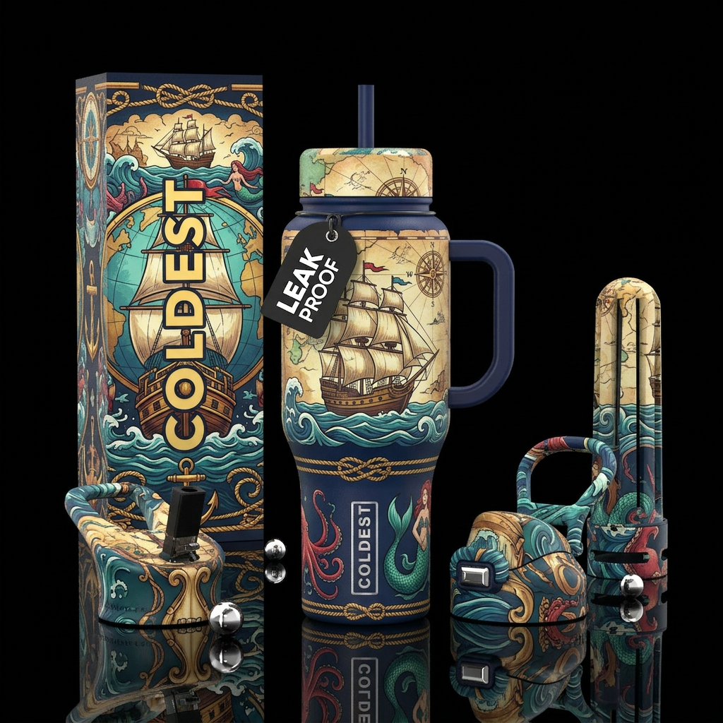 Tumbler is inspired by old sea shanties water bottle design