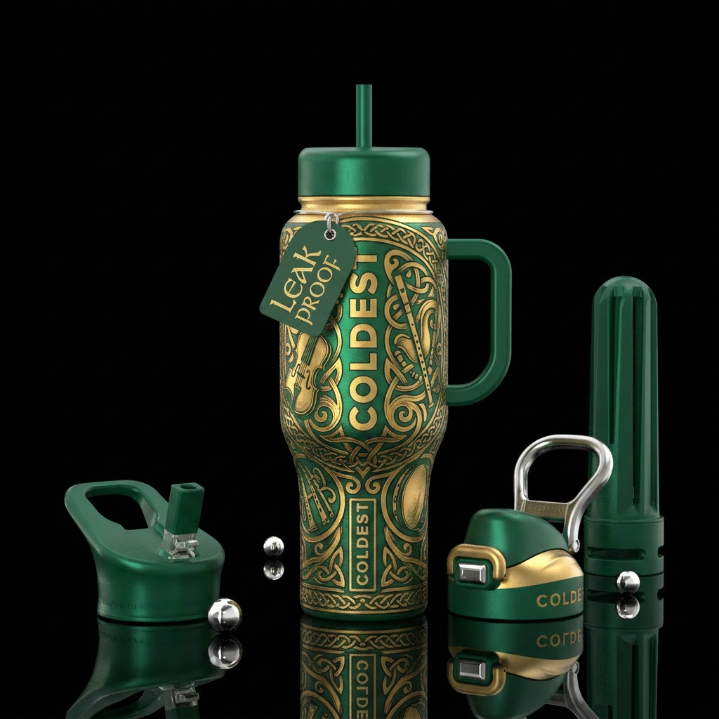 Tumbler is inspired by old Irish folk music water bottle design