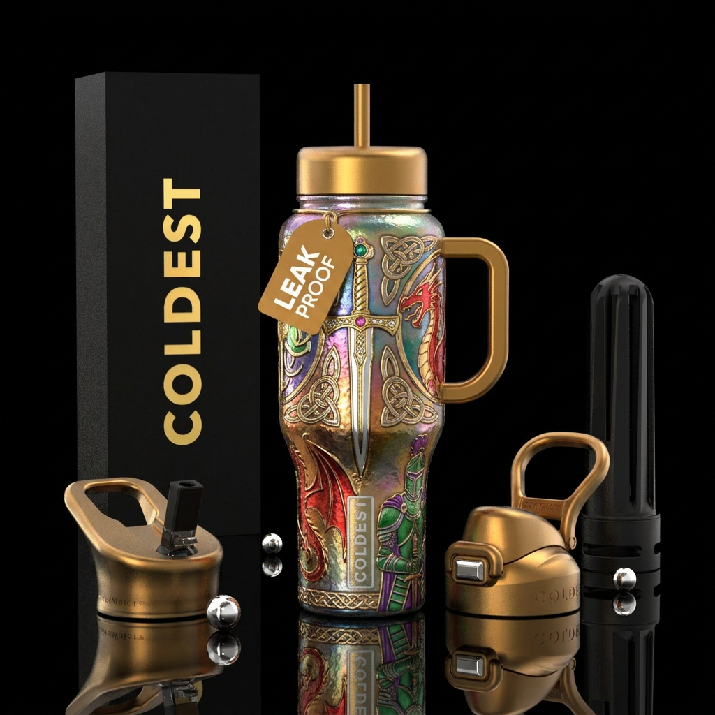 Tumbler is inspired by old English legends water bottle design