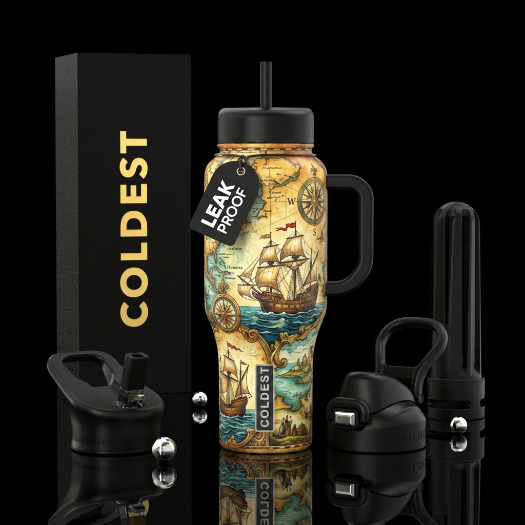 Tumbler is inspired by early American exploration water bottle design