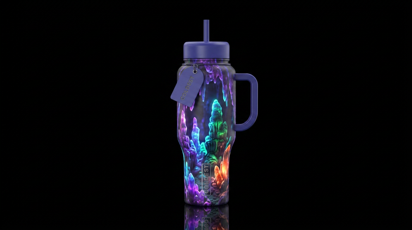 Tumbler inspired by glowy versions of stalagmites water bottle design