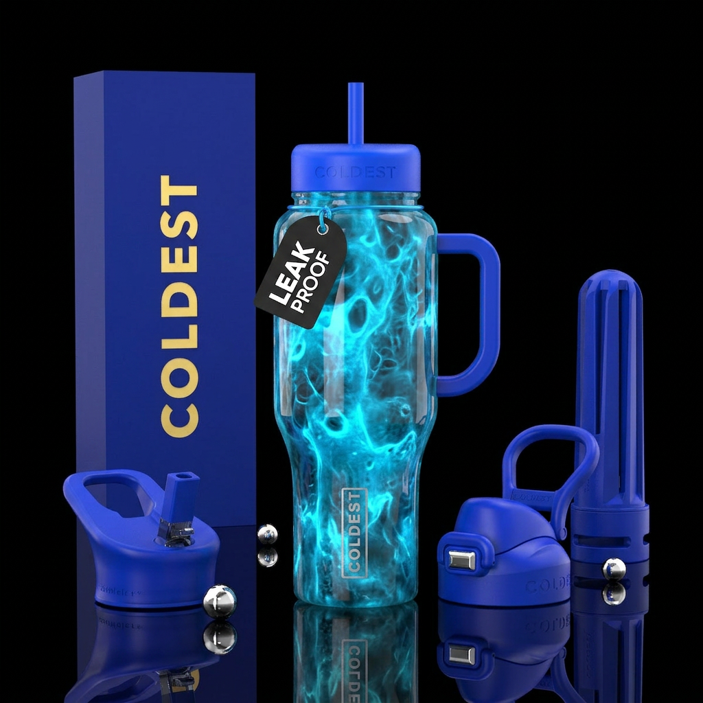 Tumbler looks like blue ghostly slime water bottle design