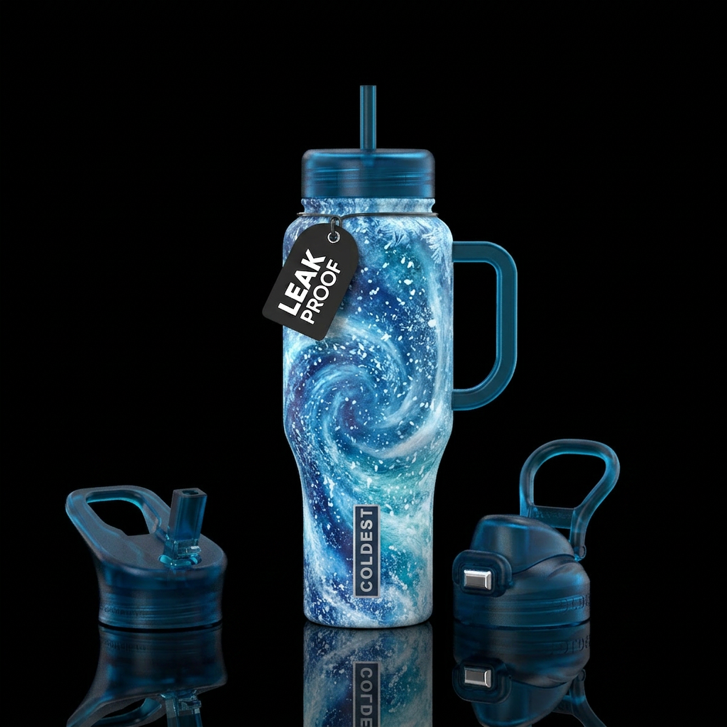 Tumbler resembles a blizzard in the winter water bottle design