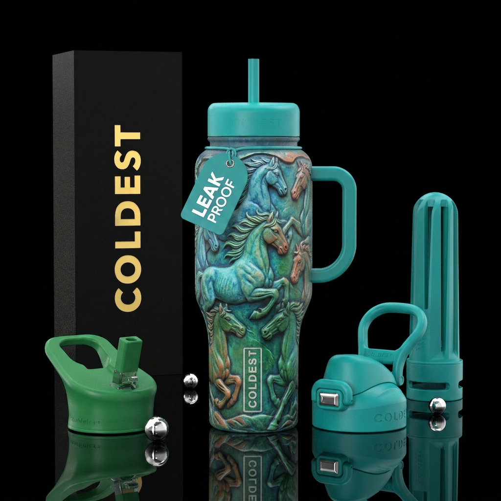 Soapstone carvings of horses water bottle design
