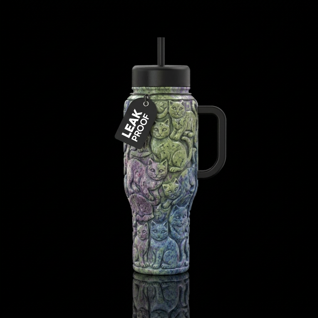 Soapstone carvings of cats water bottle design
