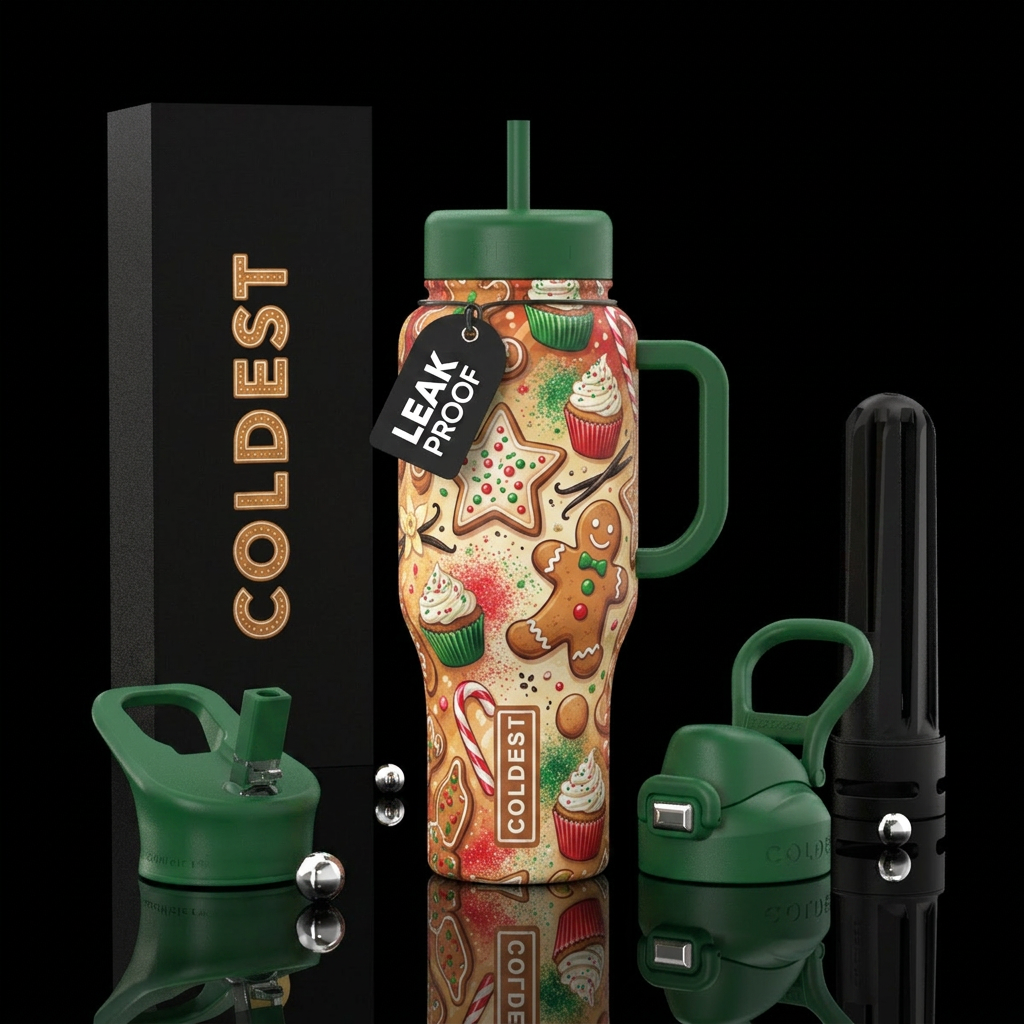 Tumbler inspired by Christmas baking water bottle design