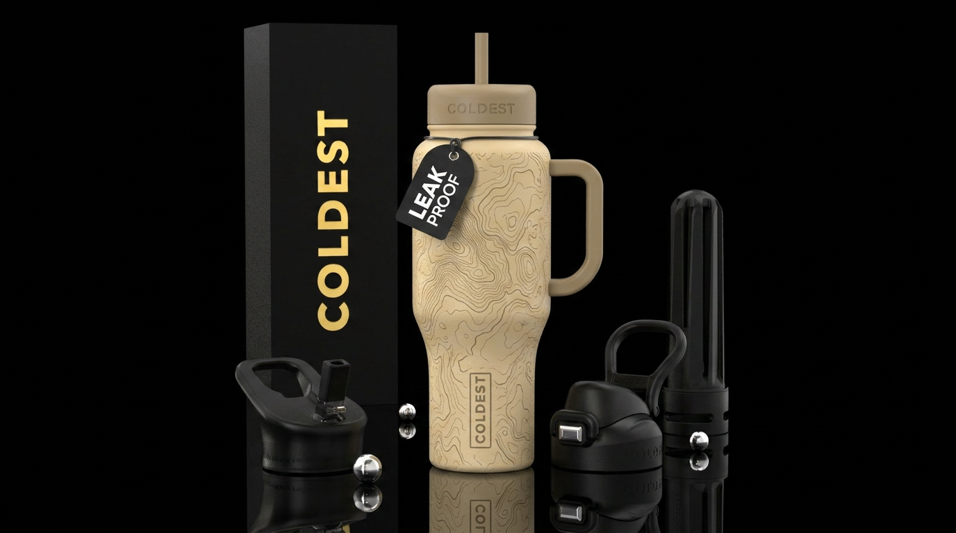 Sand colored map water bottle design