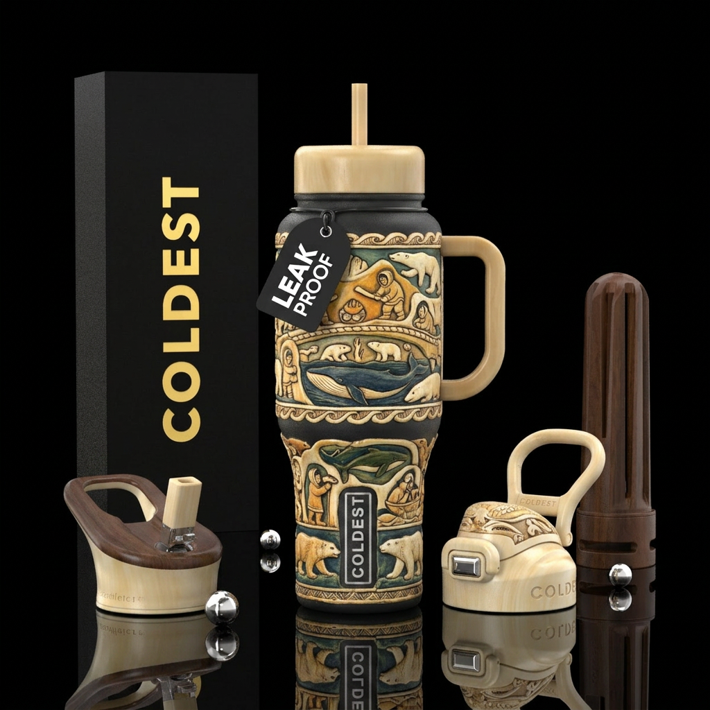 Mammoth ivory Inuit carvings water bottle design
