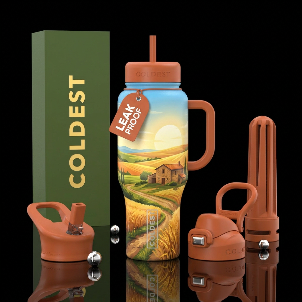 Tumbler resembles a warm sunny afternoon in the co... water bottle design