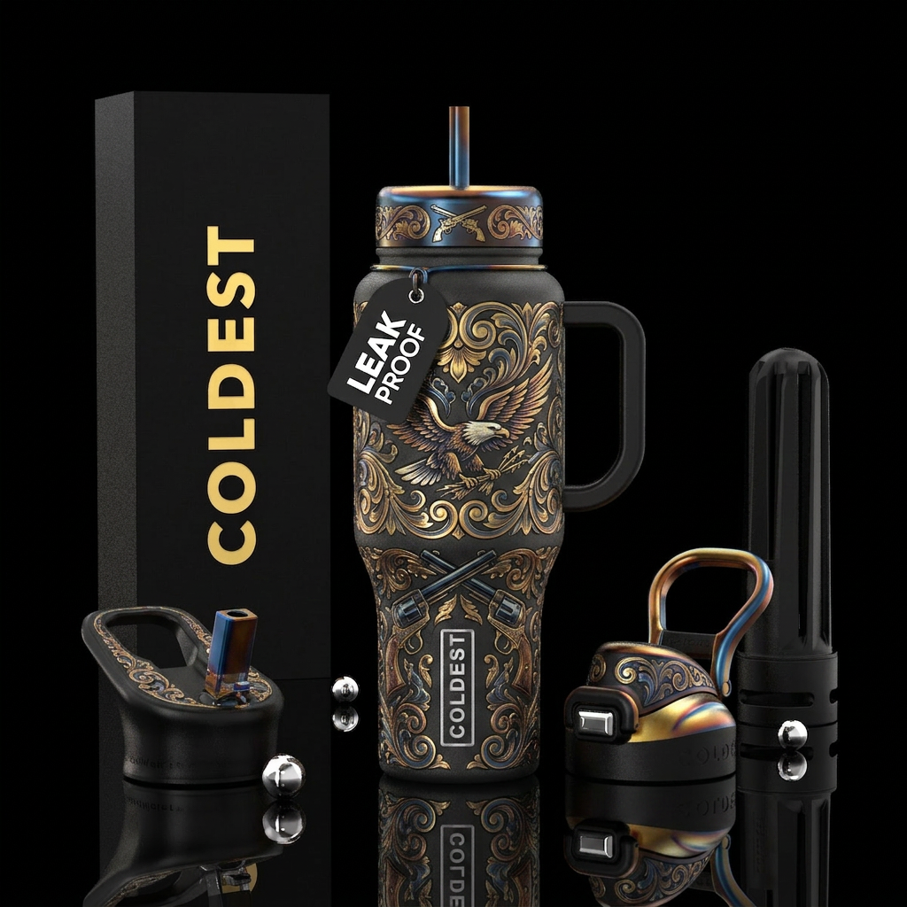 Tumbler inspired by Samual Colt engravers water bottle design