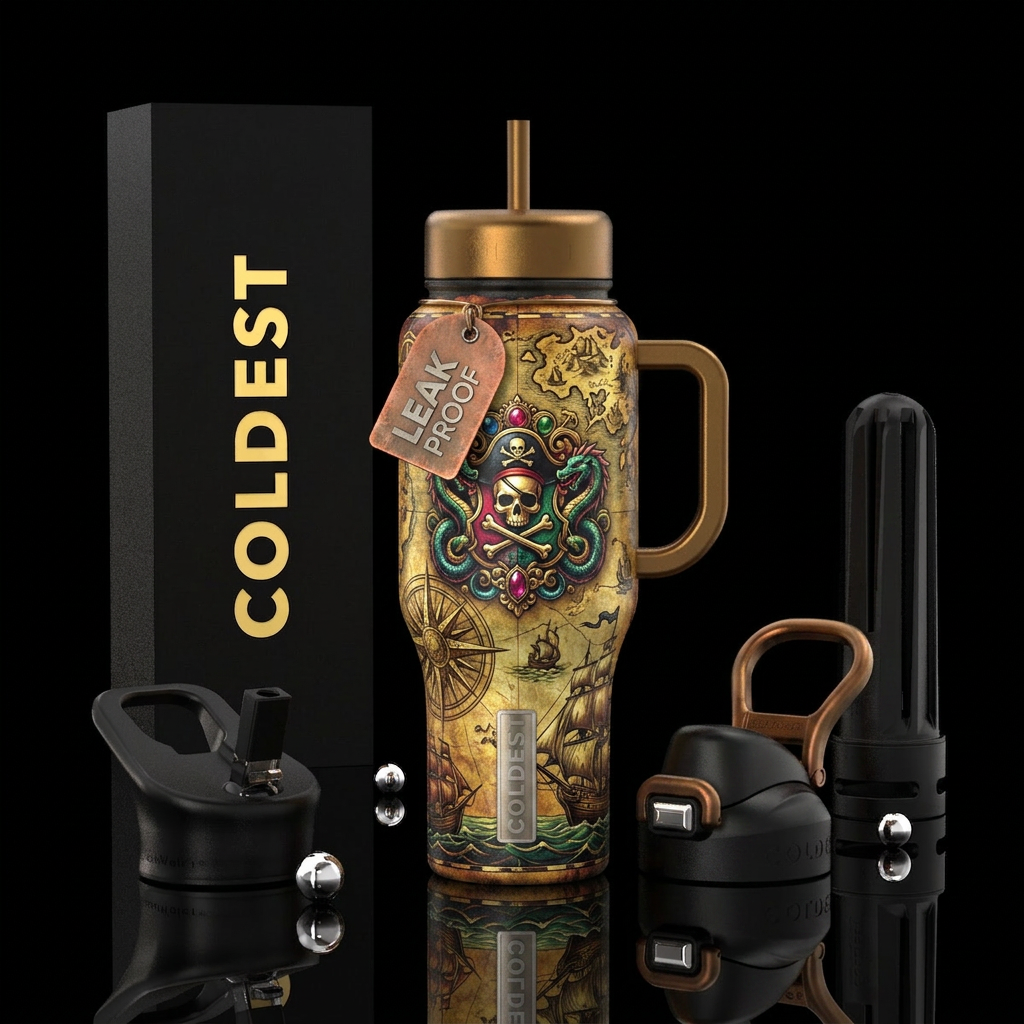 Tumbler inspired by pirates of old water bottle design