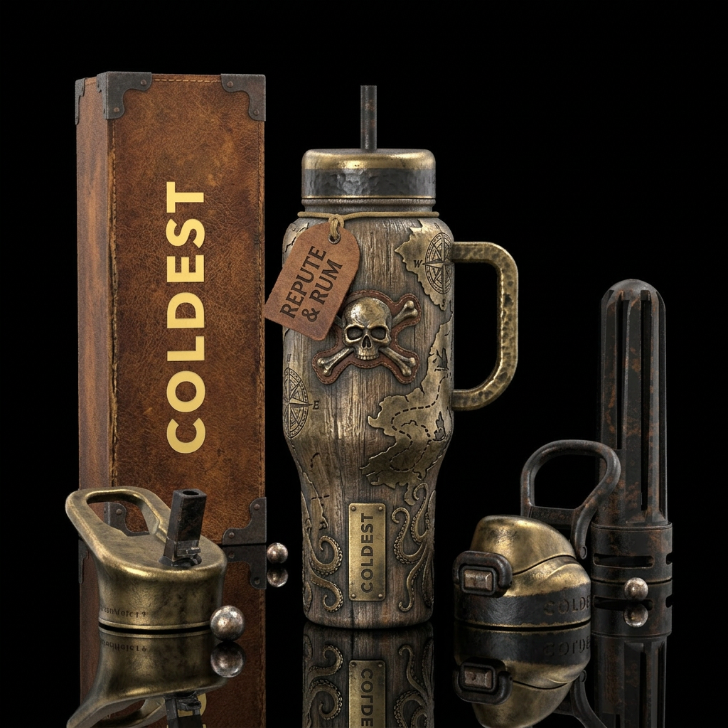 Tumbler inspired by pirates of old water bottle design