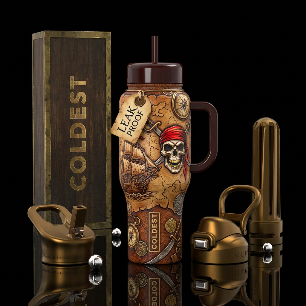 Tumbler inspired by pirates of old water bottle design