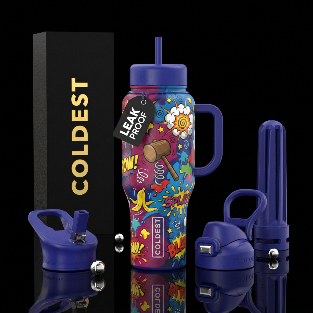 Tumbler inspired by slapstick cartoons water bottle design