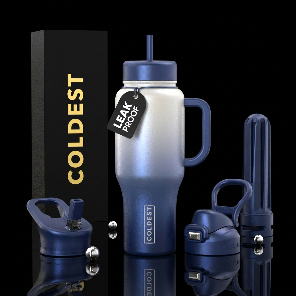 Tumbler starts at pearl white and goes to dark pea... water bottle design