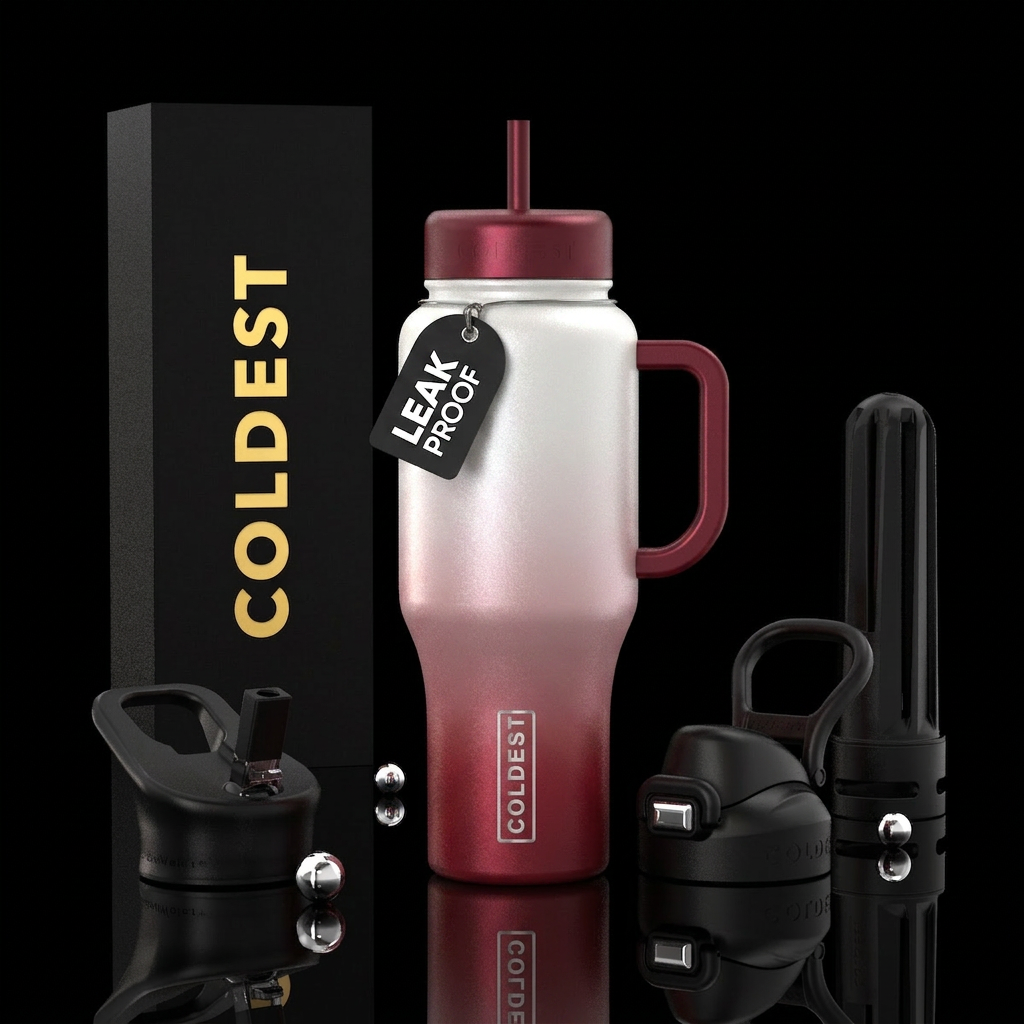 Tumbler starts at pearl white and goes to dark pea... water bottle design