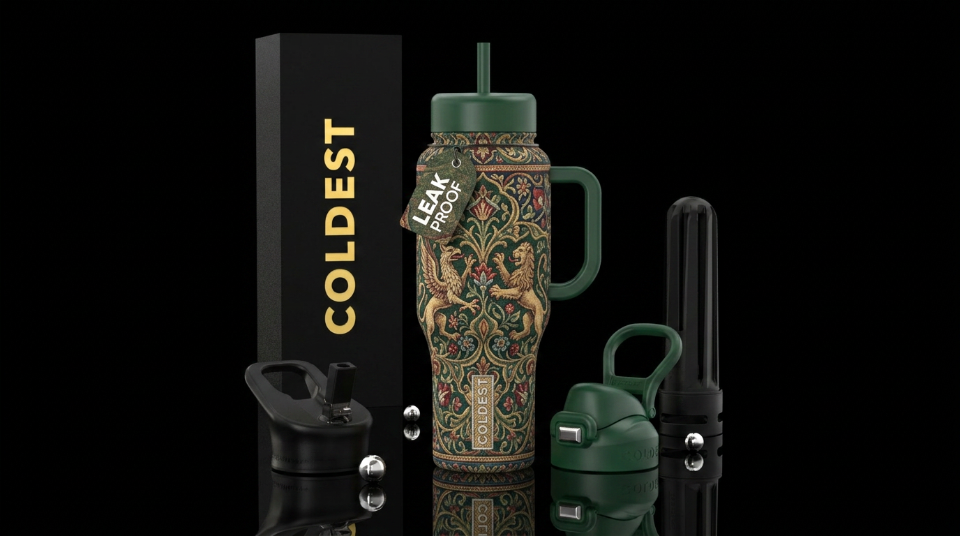 Tumbler inspired by mideaval tapestries water bottle design