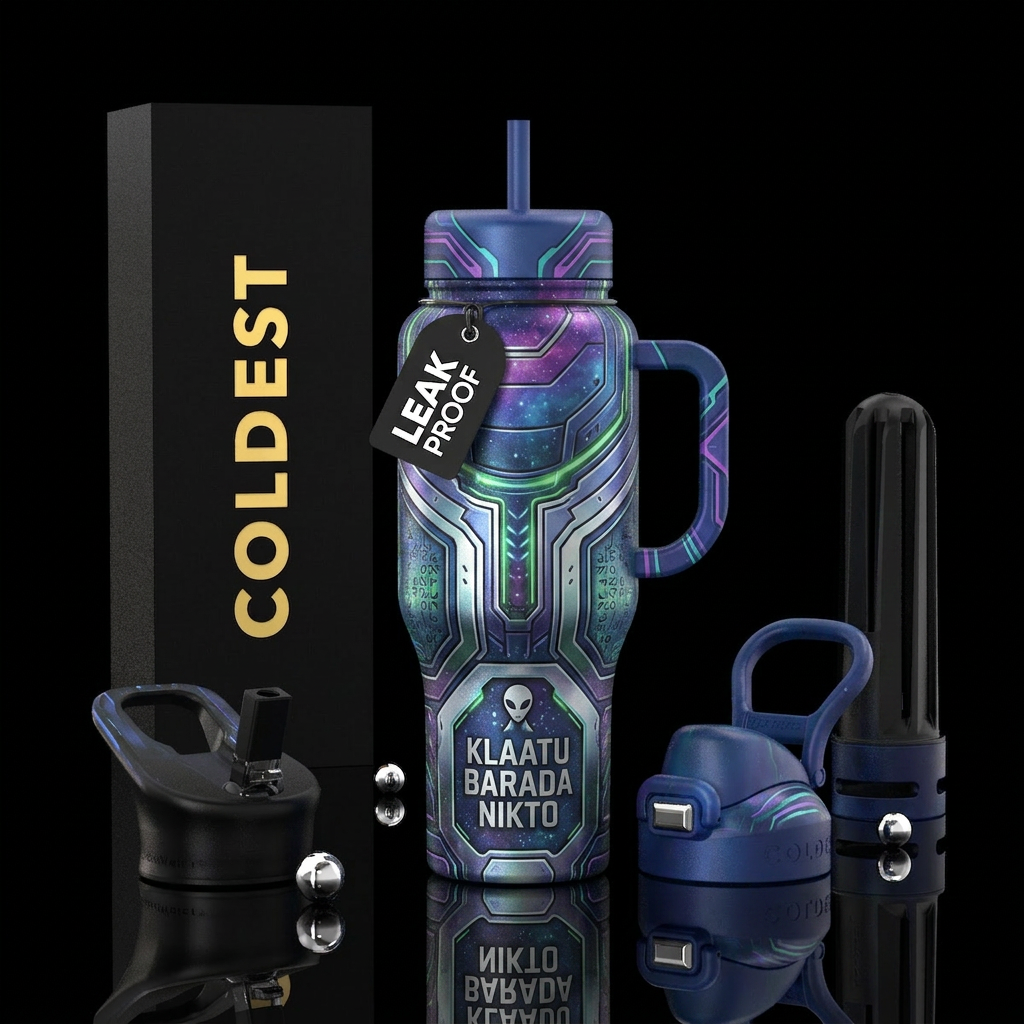 Tumbler inspired by when the earth stood still mov... water bottle design