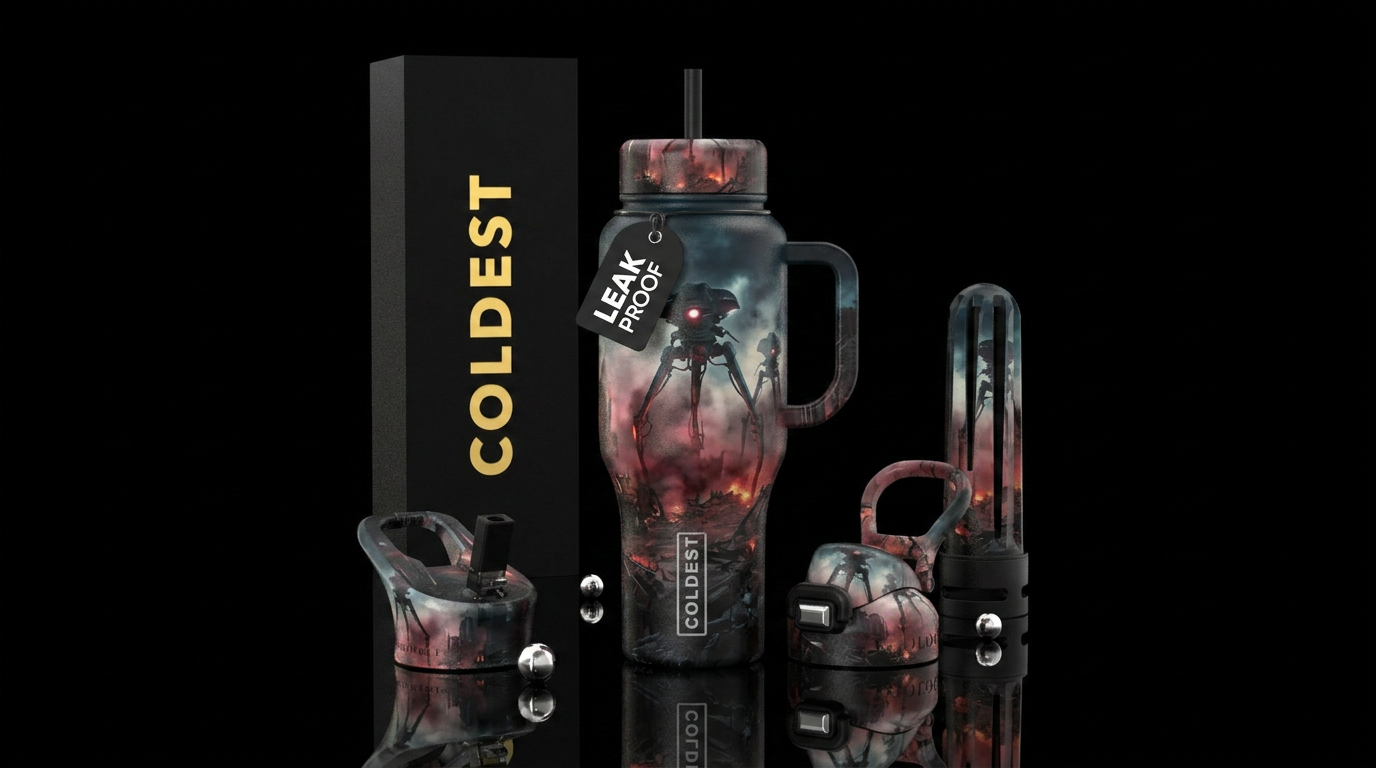 Tumbler inspired by the war of the world's movie water bottle design