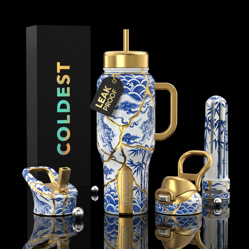 Tumbler inspired by Kintsugi, textured, pottery in... water bottle design