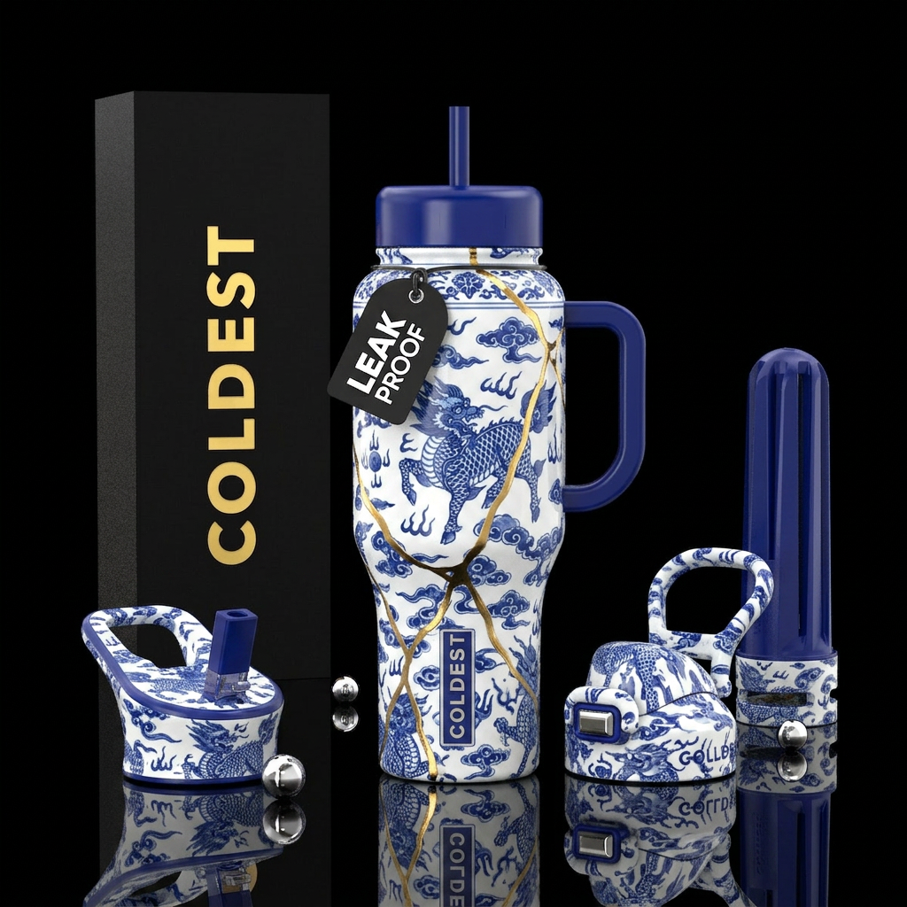 Tumbler inspired by Kintsugi, textured, pottery in... water bottle design